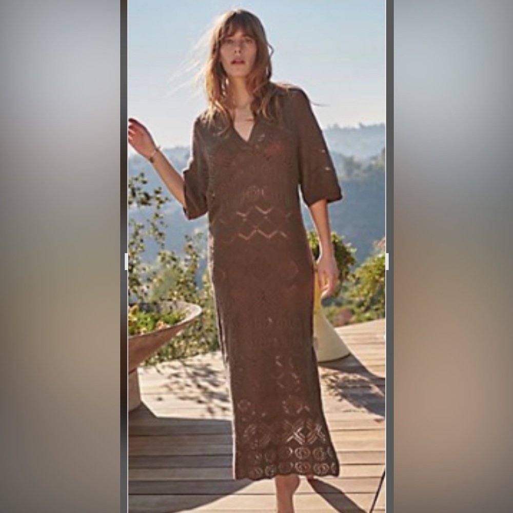 FREE PEOPLE ISLAMORADA FAUXCHET SWEATER Maxi Dress  size S NWOT
